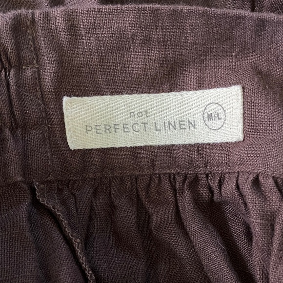 notPERFECTLINEN Chocolate Brown Marseille A-Line Skirt Pockets M/L - Picture 3 of 4